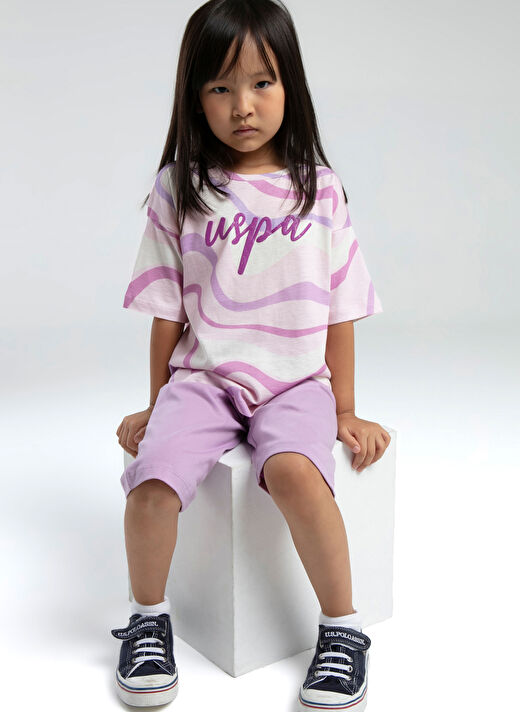 U.S. Polo Assn. Pembe Kız Çocuk Baskılı Pijama Takımı US2062 3