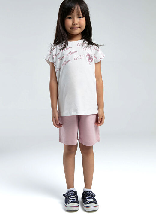 U.S. Polo Assn. Beyaz Kız Çocuk Baskılı Pijama Takımı US2066 1