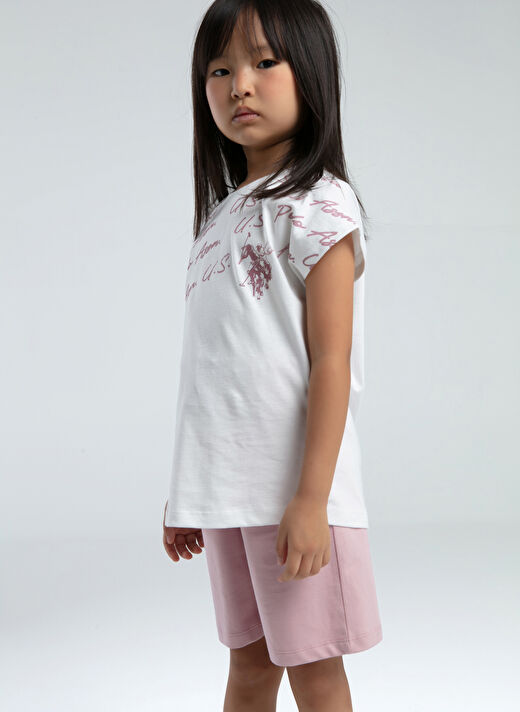 U.S. Polo Assn. Beyaz Kız Çocuk Baskılı Pijama Takımı US2066 2