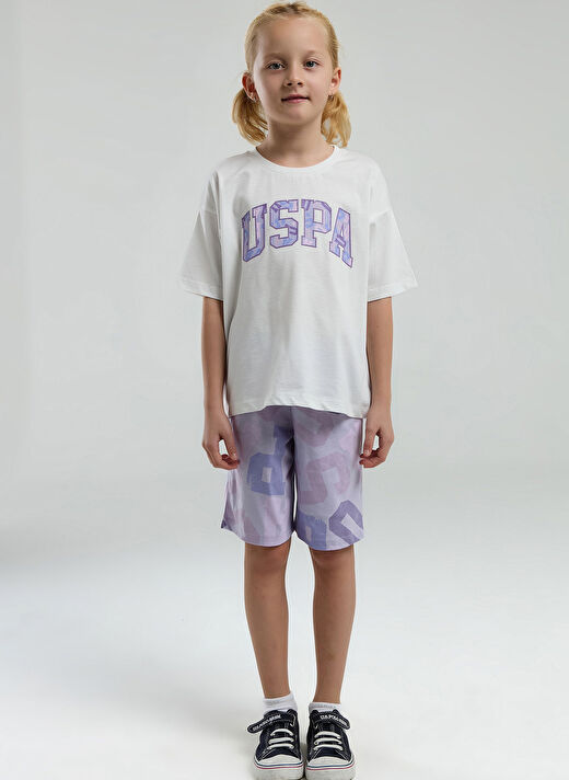 U.S. Polo Assn. Beyaz Kız Çocuk Baskılı Pijama Takımı US2084 1