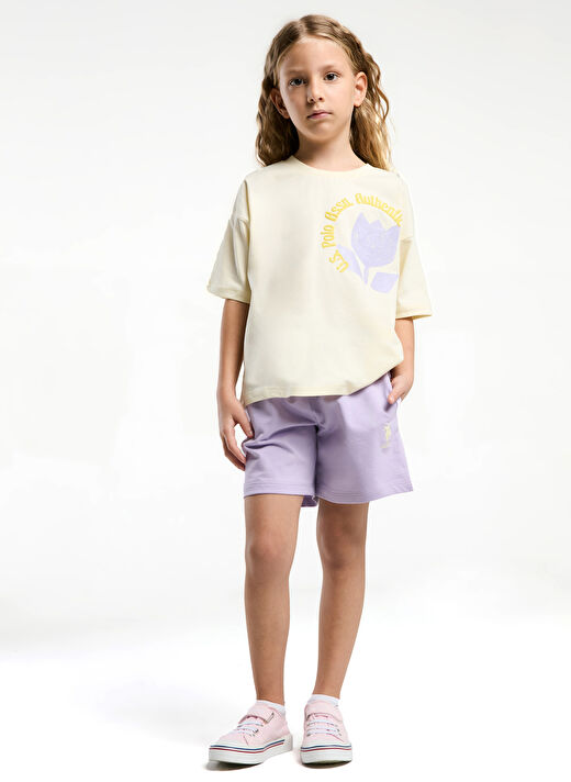 U.S. Polo Assn. Sarı Kız Çocuk Baskılı Pijama Takımı US2094 1