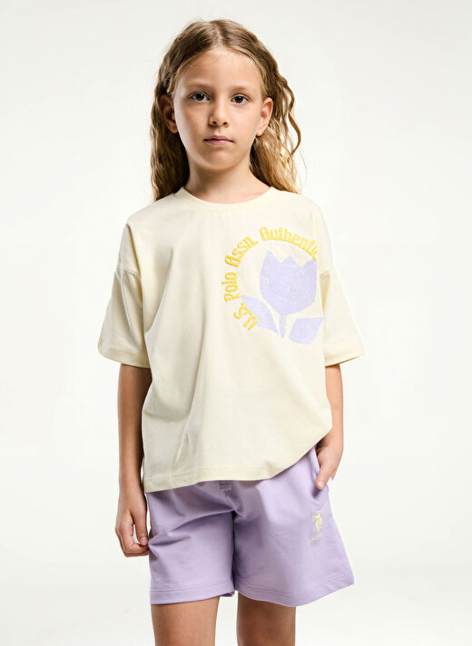 U.S. Polo Assn. Sarı Kız Çocuk Baskılı Pijama Takımı US2094 2