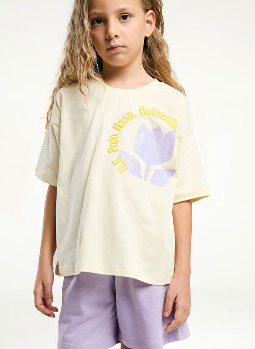 U.S. Polo Assn. Sarı Kız Çocuk Baskılı Pijama Takımı US2094 3