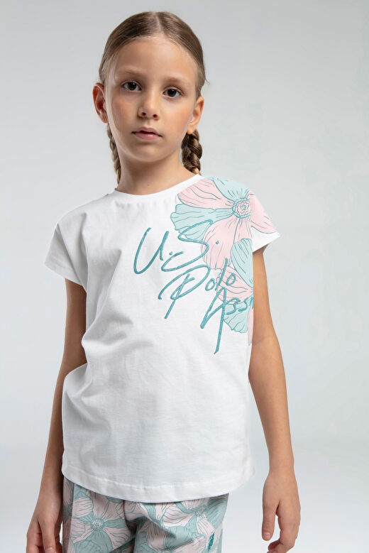 U.S. Polo Assn. Ekru Kız Çocuk Baskılı Pijama Takımı US2079 2