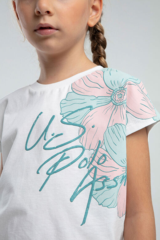 U.S. Polo Assn. Ekru Kız Çocuk Baskılı Pijama Takımı US2079 3