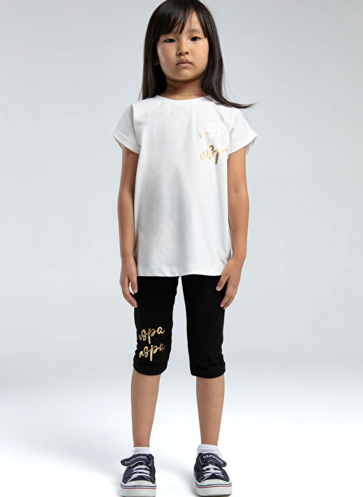 U.S. Polo Assn. Beyaz Kız Çocuk Baskılı Pijama Takımı US2081 1