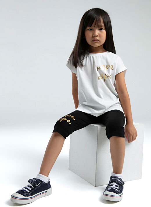 U.S. Polo Assn. Beyaz Kız Çocuk Baskılı Pijama Takımı US2081 3