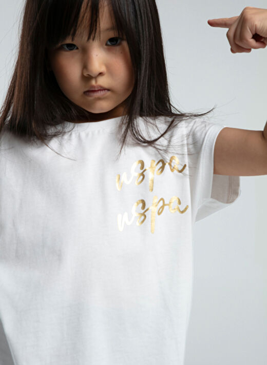 U.S. Polo Assn. Beyaz Kız Çocuk Baskılı Pijama Takımı US2081 4