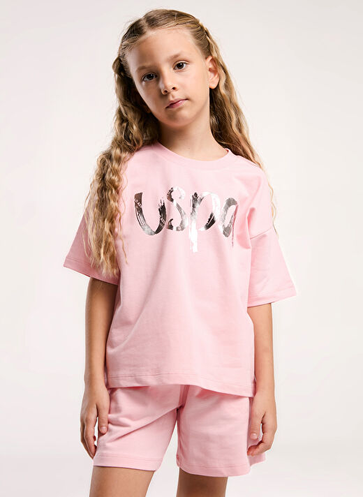 U.S. Polo Assn. Pembe Kız Çocuk Baskılı Pijama Takımı US2082 2