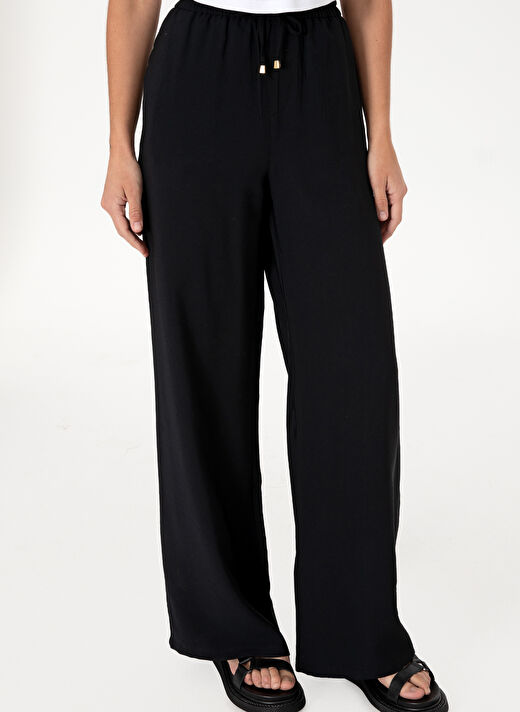 U.S. Polo Assn. Siyah Kadın Loose Fit Pantolon ECOLE 2