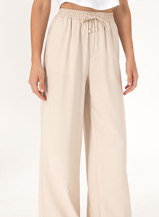 U.S. Polo Assn. Ekru Kadın Loose Fit Pantolon ECOLE 2