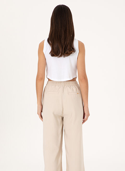 U.S. Polo Assn. Ekru Kadın Loose Fit Pantolon ECOLE 4