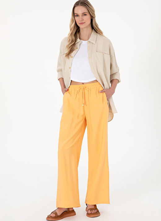U.S. Polo Assn. Turuncu Kadın Loose Fit Pantolon ECOLE 1