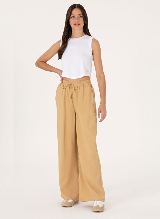 U.S. Polo Assn. Camel Kadın Loose Fit Pantolon ECOLE 1