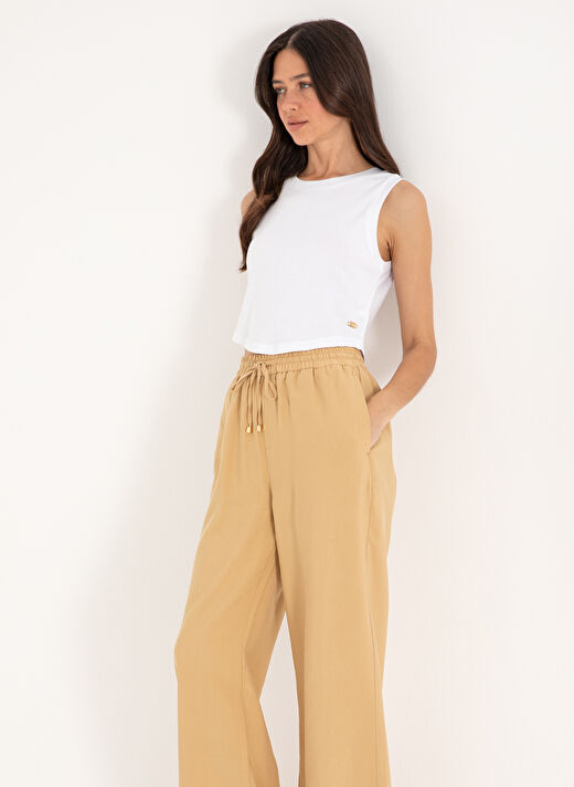 U.S. Polo Assn. Camel Kadın Loose Fit Pantolon ECOLE 3
