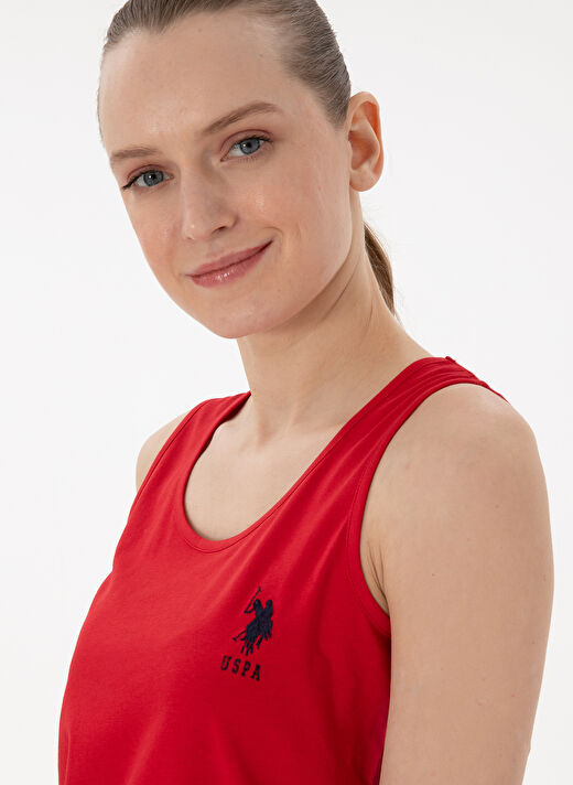 U.S. Polo Assn. Kırmızı Kadın Standart Pijama Takımı KALIN ASKILI SORT TA 2