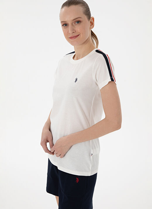 U.S. Polo Assn. Ekru Kadın Standart Pijama Takımı KISA KOL SORT TAKIM 3