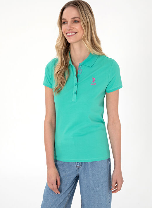U.S. Polo Assn. Mavi  Kadın Slim Fit Polo T-Shirt TP0125 3