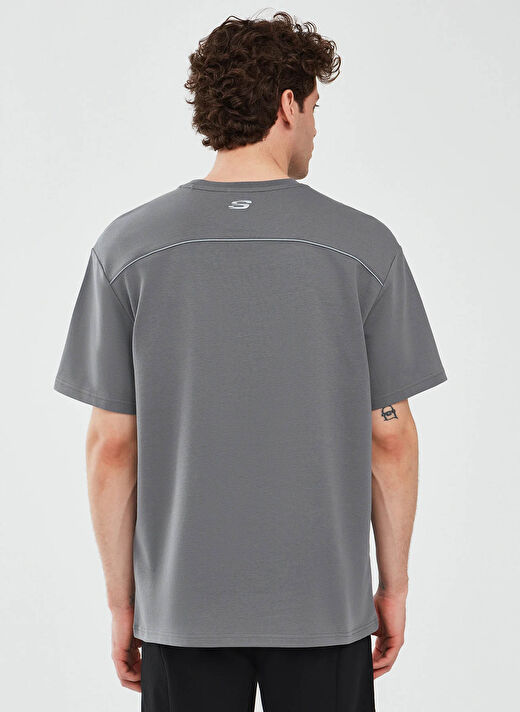 Skechers S231094-003 Graphic Antrasit Yuvarlak Yaka Oversize Erkek T-Shirt 3