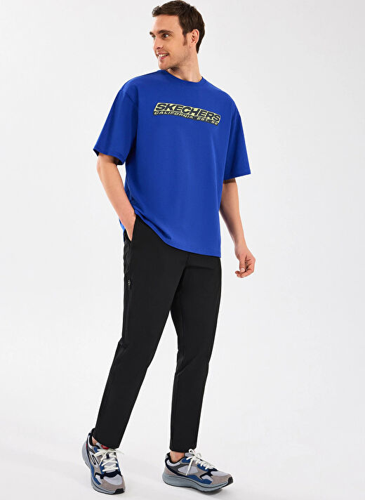 Skechers Mavi Erkek Oversize T-Shirt S2510156-403 M Heavyweight Graphic 3