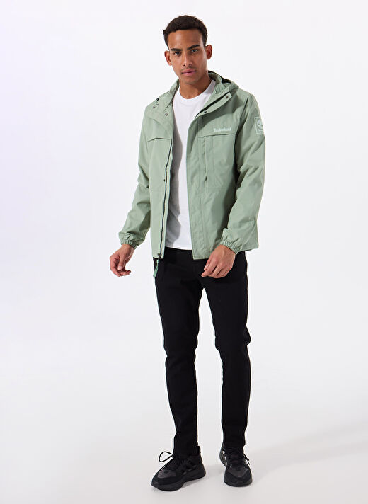 Timberland BENTON Waterproof Shell Jacket Yeşil Dik Yaka Normal Kalıp Erkek Yağmurluk 2