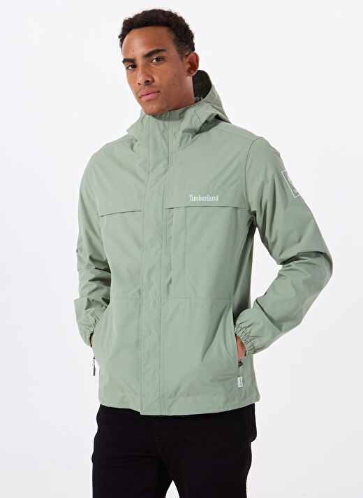 Timberland BENTON Waterproof Shell Jacket Yeşil Dik Yaka Normal Kalıp Erkek Yağmurluk 3
