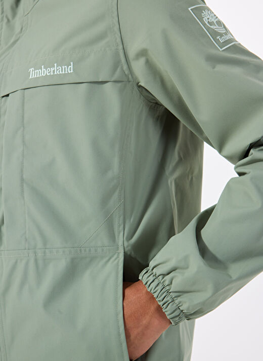 Timberland BENTON Waterproof Shell Jacket Yeşil Dik Yaka Normal Kalıp Erkek Yağmurluk 4