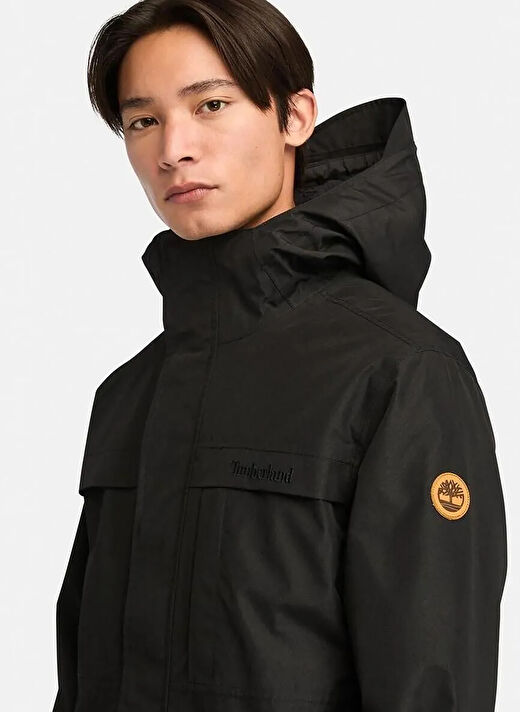 Timberland BENTON Waterproof Shell Jacket Siyah Dik Yaka Normal Kalıp Erkek Yağmurluk 2