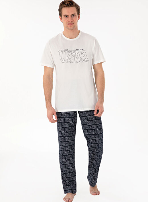 U.S. Polo Assn. Beyaz Erkek Pijama Takımı 18903 3'lu Pijama Takimi 1