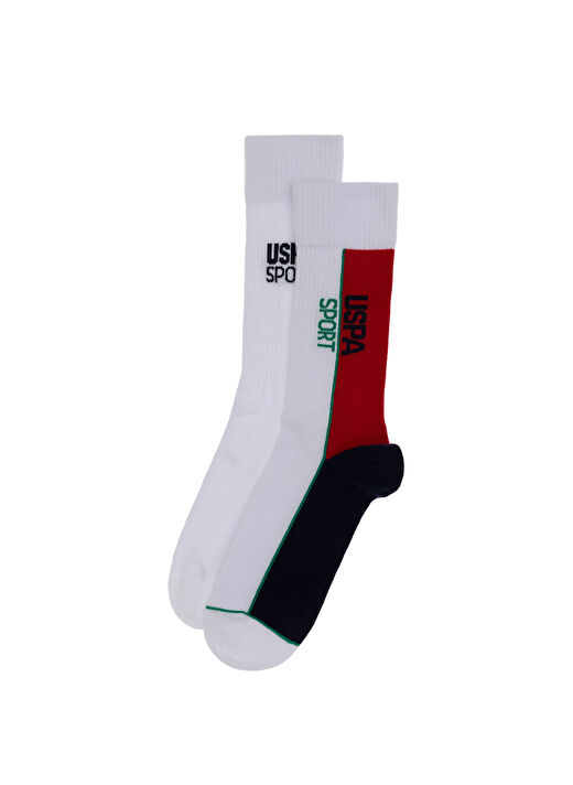 U.S. Polo Assn. Beyaz Erkek Çorap SIPEL 2'LI PAKET 1