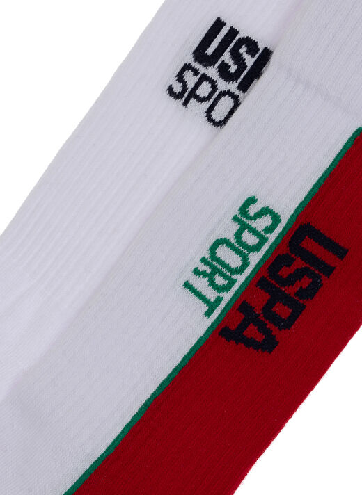 U.S. Polo Assn. Beyaz Erkek Çorap SIPEL 2'LI PAKET 2