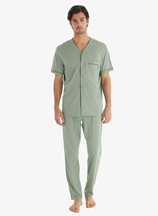 Blackspade Yeşil Erkek Normal Baskılı Pijama Takımı 40704 1