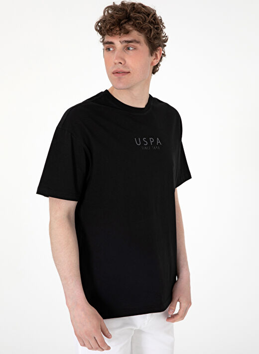 U.S. Polo Assn. Siyah Erkek Oversize T-Shirt TERRAN 3