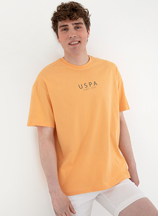 U.S. Polo Assn. Turuncu Erkek Oversize T-Shirt TERRAN 3