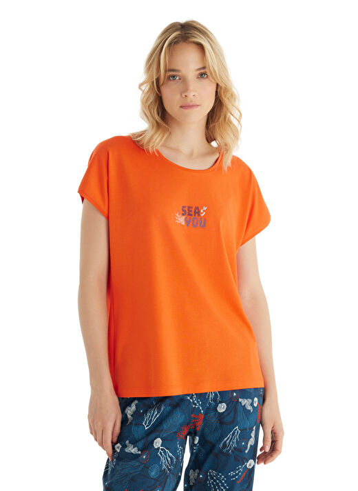 Blackspade Turuncu Kadın Normal Düz Pijama Takımı 51849 2