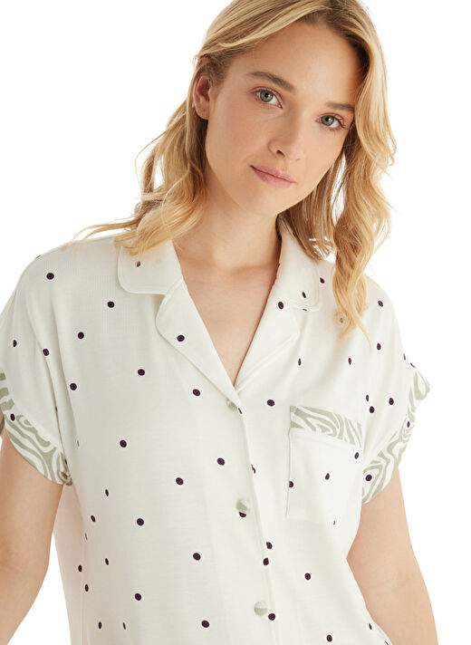 Blackspade Beyaz Kadın Normal Baskılı Pijama Takımı 51857 2