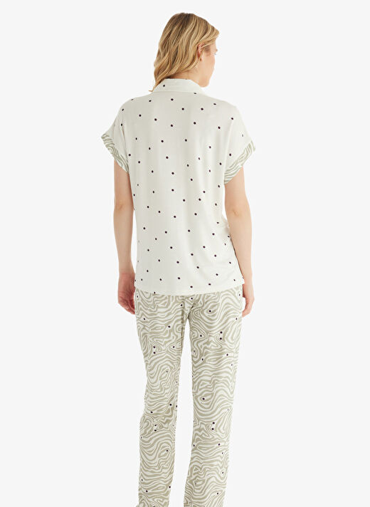 Blackspade Beyaz Kadın Normal Baskılı Pijama Takımı 51857 4