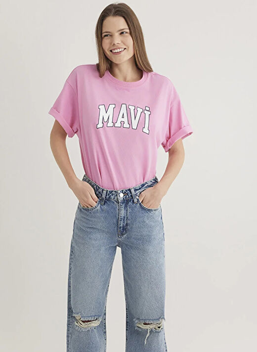 Mavi Gül Kurusu Kadın Oversize T-Shirt M1600843 2