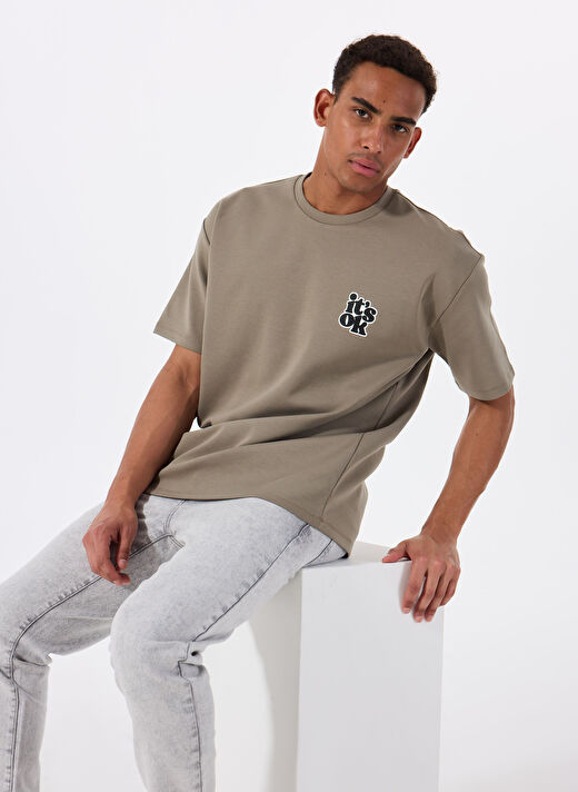 Gmg Fırenze Haki Erkek Oversize T-Shirt GU25MSS03016 1