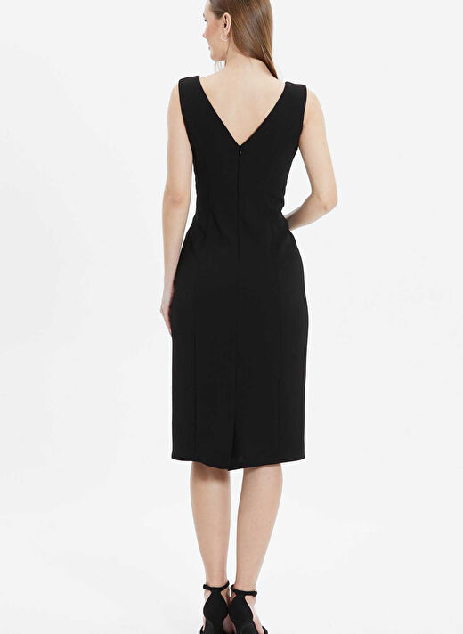 Siyah Kadın V Payetli Elbise 25YSL7584 4