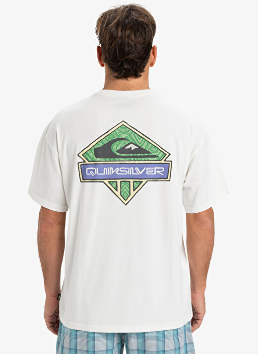Quiksilver EQYZT08023 GH QS CRYSTAL JET SS Beyaz Bisiklet Yaka Oversized Düz Erkek T-Shirt 4