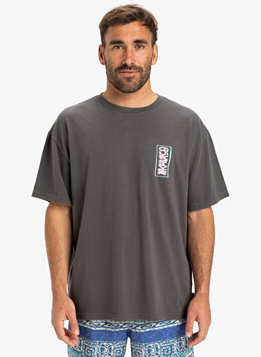 Quiksilver EQYZT08022 GH QS SUNRISE BOWL SS Antrasit Bisiklet Yaka Oversized Baskılı Erkek T-Shirt 1