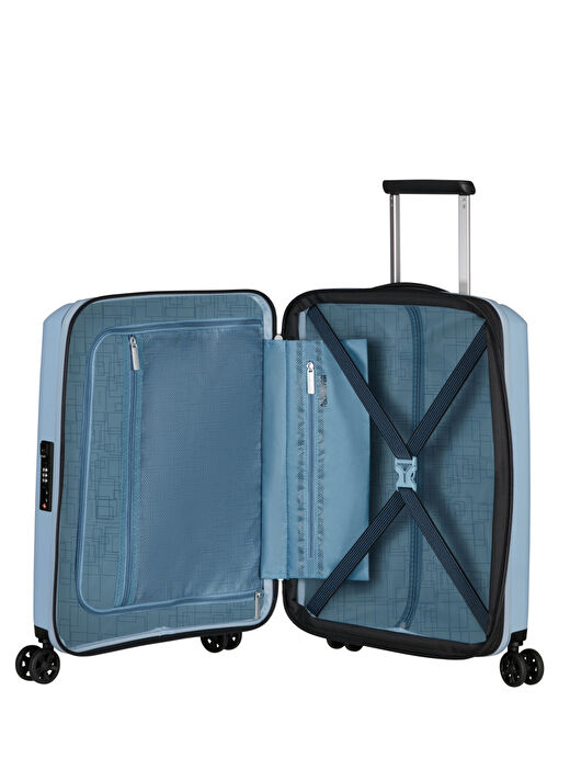 American Tourister Mavi Unisex Çekçekli Sert Valiz AEROSTEP-SPINNER 55/20 EXP TSA 3