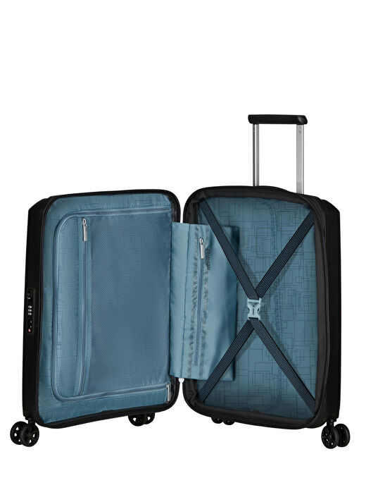 American Tourister Siyah Unisex Çekçekli Sert Valiz AEROSTEP-SPINNER 55/20 EXP TSA 3