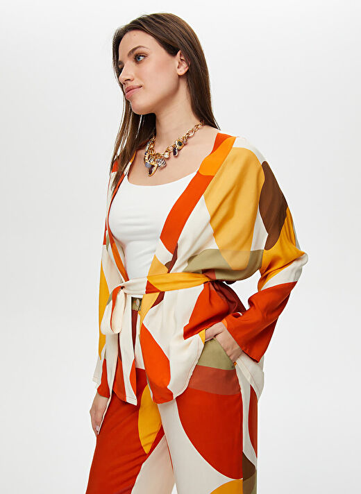 Faik Sönmez Çok Renkli Kadın Balıkçı Standart Kimono US25KMN001 4