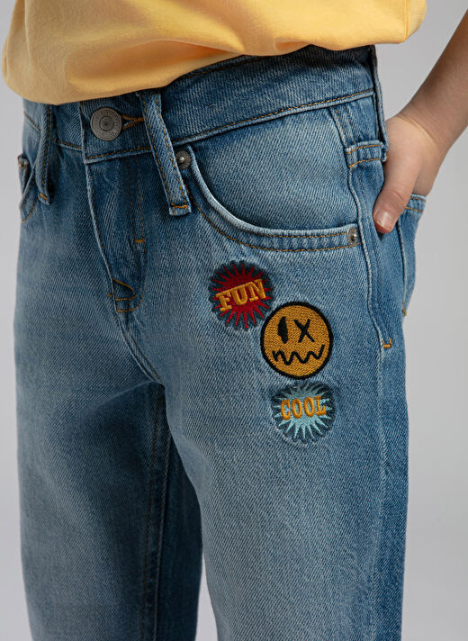 Lee Cooper Mavi Erkek Çocuk Baskılı Denim Pantolon 252 LCB 121001 3