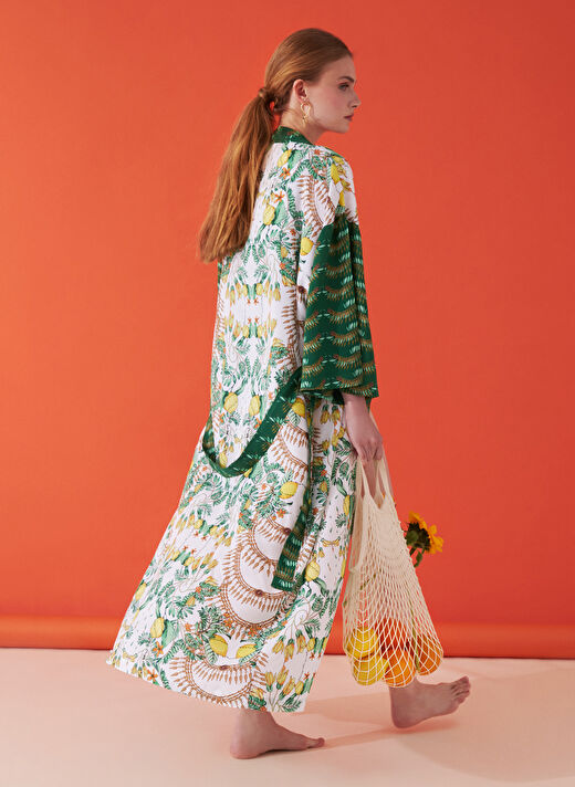 Lisa Lina Sarı Kadın V Oversize Kimono LLBW0016 4