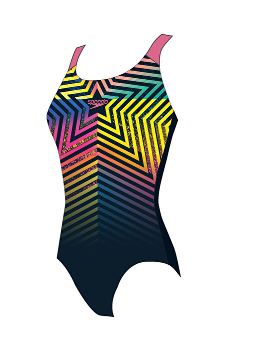 Speedo Çok Renkli Kız Çocuk Desenli Yüzücü Mayosu 8-00262716801-SPEEDO DIGI PLMT SPBK 1