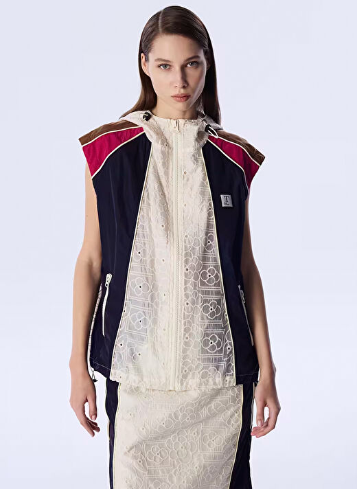 Twist Ekru Kadın Oversize Baskılı Yelek TS1250007042 1