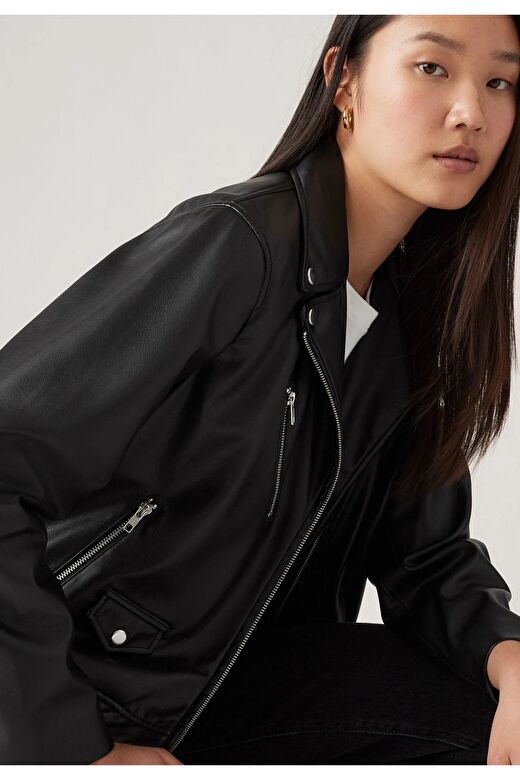 Levi's Kadın Fonksiyonel Kendal Moto Biker Deri Ceket - A9373-0000 3